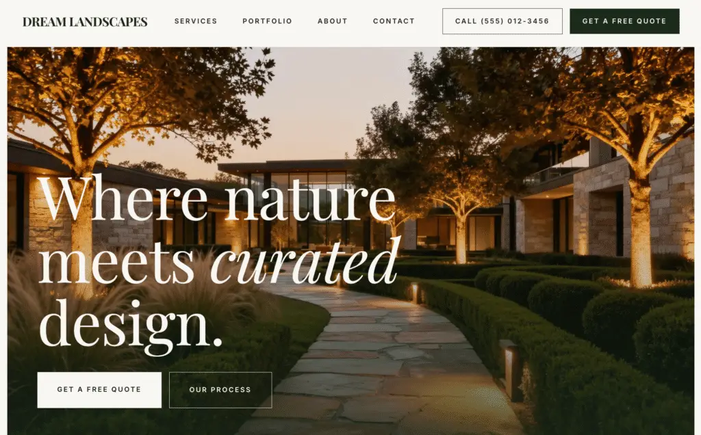 Landscaping website we built for a small landscape business.