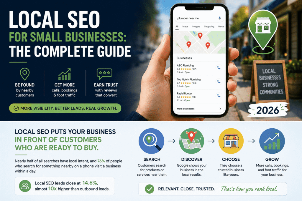 A graphic highlighting What's important in Local SEO for small businesses in 2026.